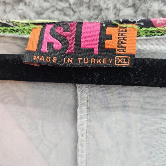 Isle Colorful Boho Paisley floral Print Tunic V-Neck elastic waist Flowy Size XL - Picture 2 of 8